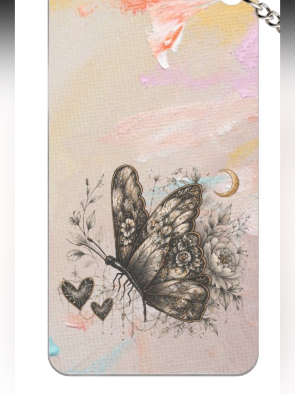 Original Hand Drawn Butterfly Keychain Double Sided Acrylic Art Charm